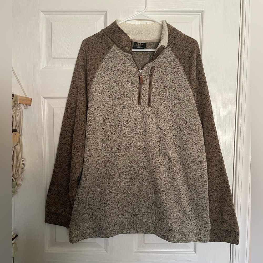 NWOT Old River Men's Tan and Beige Pullover Quarter Zip  Sweater Size XXL